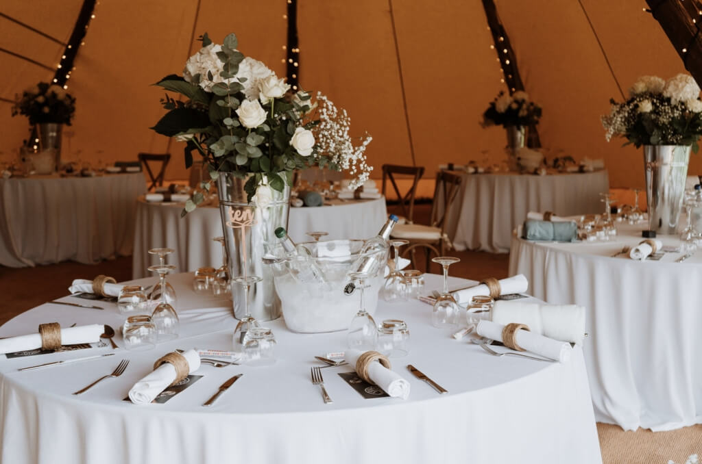 Wedding Table Laid Out For Guests